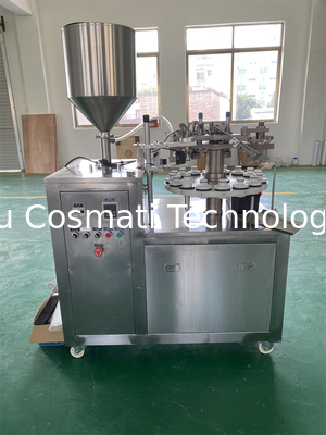 Semi automatic aluminum tube filling and crimping machine for cosmetic lotion hand cream glue