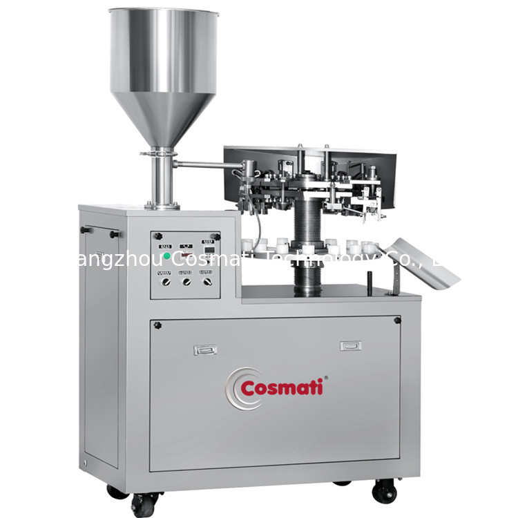 Semi automatic aluminum tube filling and crimping machine for cosmetic lotion hand cream glue